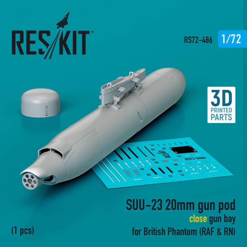 SUU-23 20mm gun pod (close gun bay) for British Phantom (RAF & RN) (1 pcs) (3D Printed)