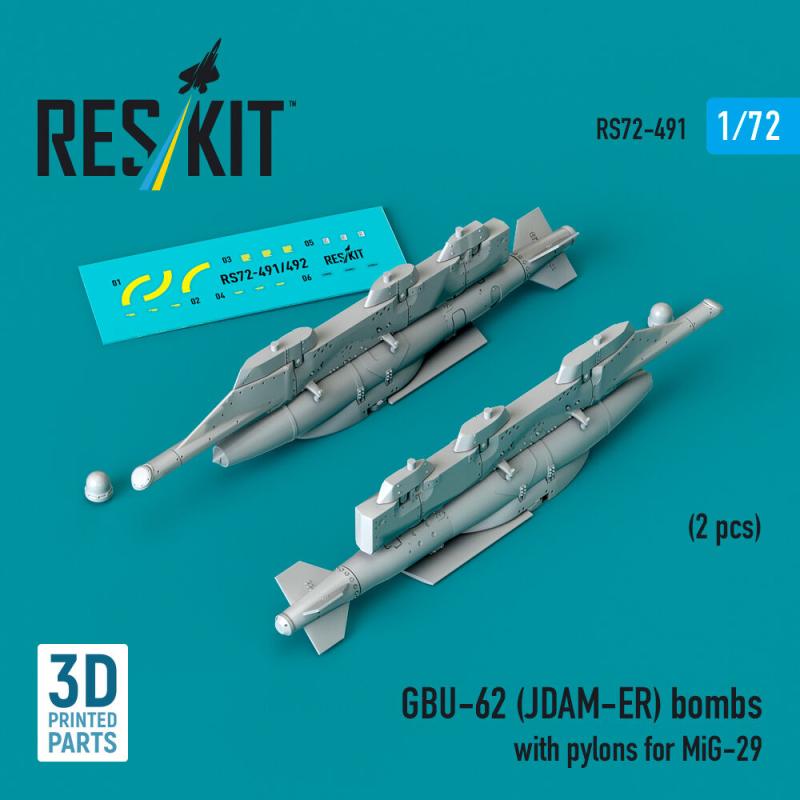 GBU-62 (JDAM-ER) bombs with pylons for MiG-29 Fulcrum (2 pcs) (3D Printed)