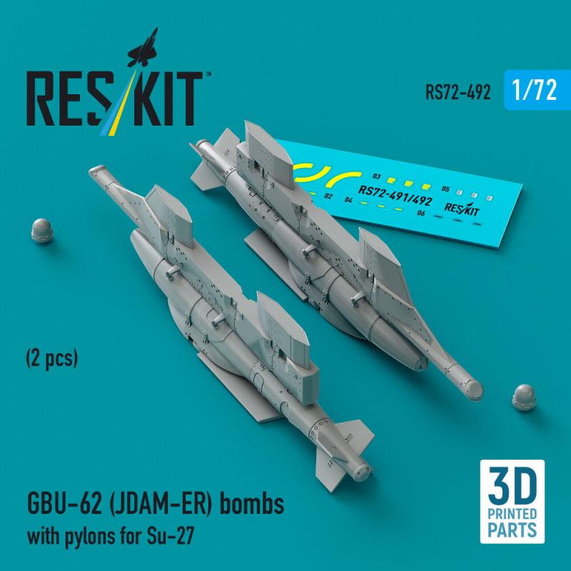 GBU-62 (JDAM-ER) bombs with pylons for Su-27 Flanker (2 pcs) (3D Printed)