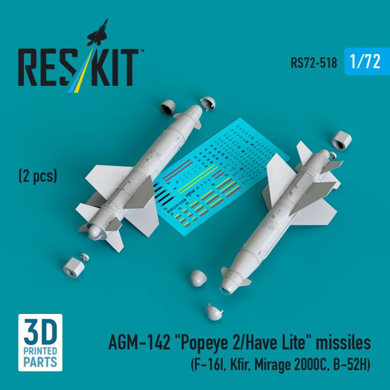 AGM-142 Popeye 2/Have Lite missiles (2 pcs) (F-16I, Kfir, Mirage 2000C, B-52H) (3D Printed)