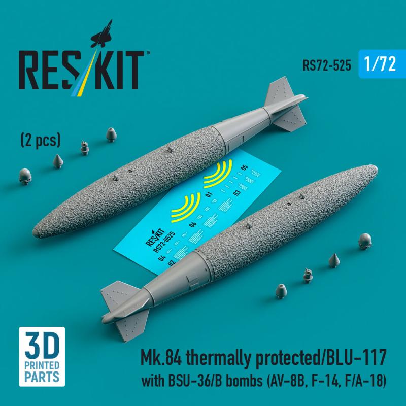 Mk.84 thermally protected/BLU-117 with BSU-36/B bombs (2 pcs) (AV-8B, F-14, F/A-18) (3D Printed)