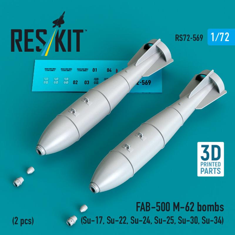 FAB-500 M-62 bombs (2 pcs) (Su-17, Su-22, Su-24, Su-25, Su-30, Su-34) (3D Printed)