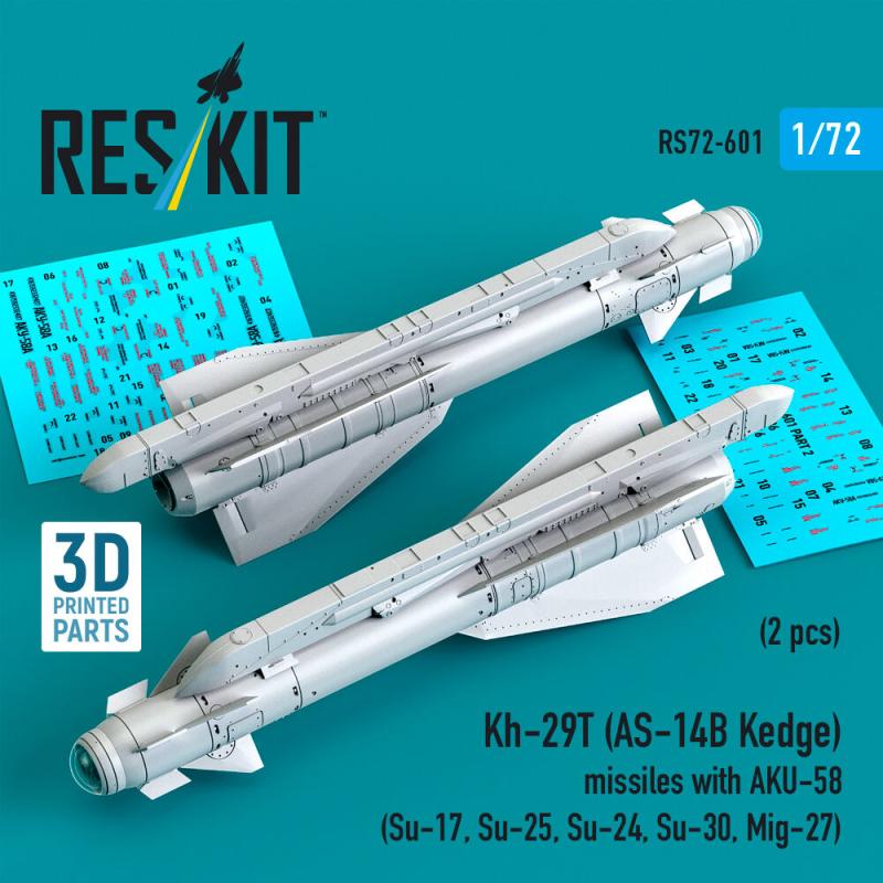 Kh-29T (AS-14B Kedge) missiles with AKU-58 (2 pcs) Su-17, Su-25,Su-24, Su-30, Mig-27 (3D Printed)