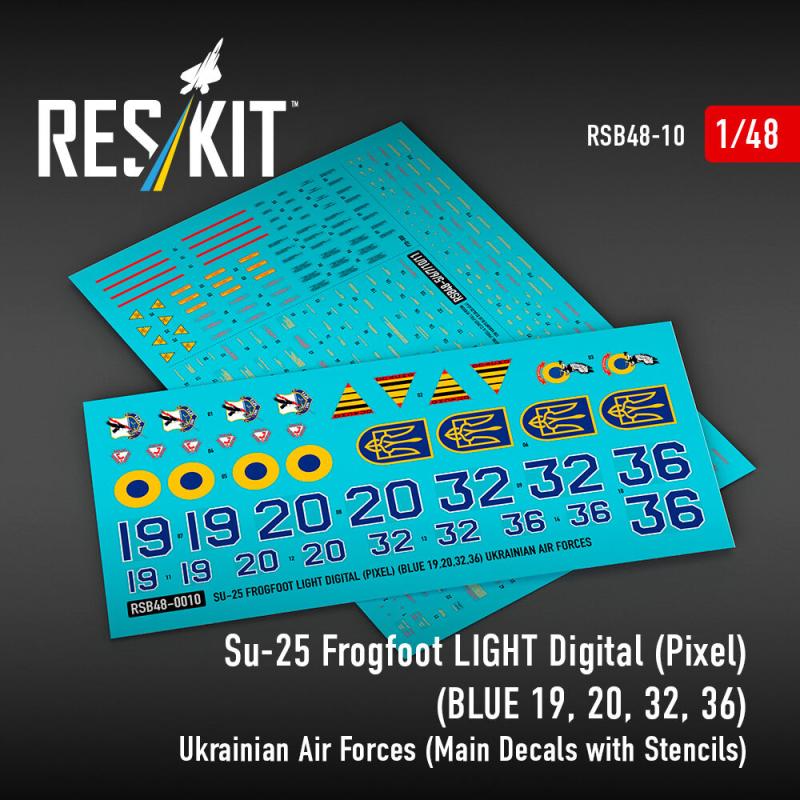 Su-25 Frogfoot LIGHT Digital (Pixel) (BLUE 19, 20, 32, 36) Ukrainian Air Forces (Main Decals with Stencils)