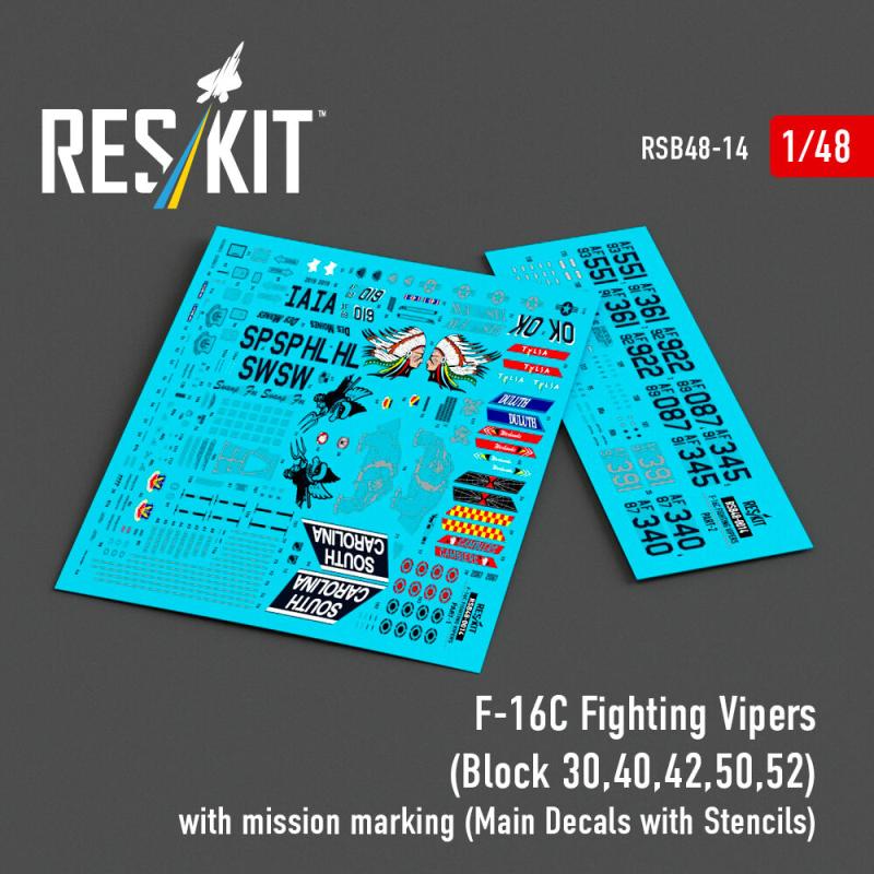 F-16C Fighting Vipers (Block 30,40,42,50,52) with mission marking (Main Decals with Stencils)