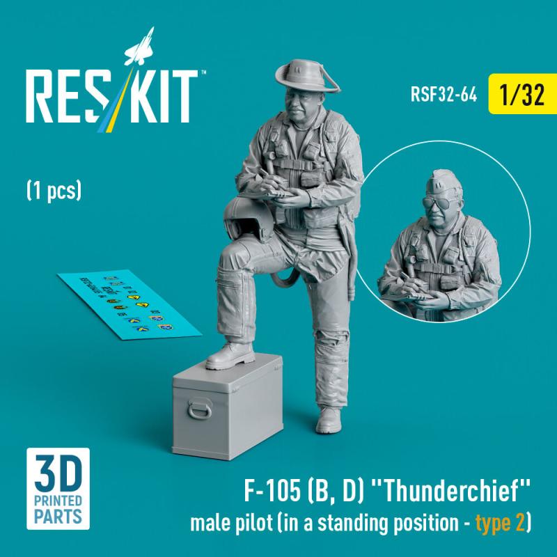F-105 (D,F,G) Thunderchief – Male pilot (in a standing position – type 2) (1 pcs) (3D Printed)