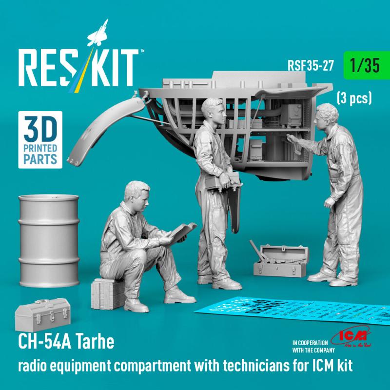 CH-54A Tarhe - Radio equipment compartment with technicians (3 pcs) (3D Printed) [ICM]