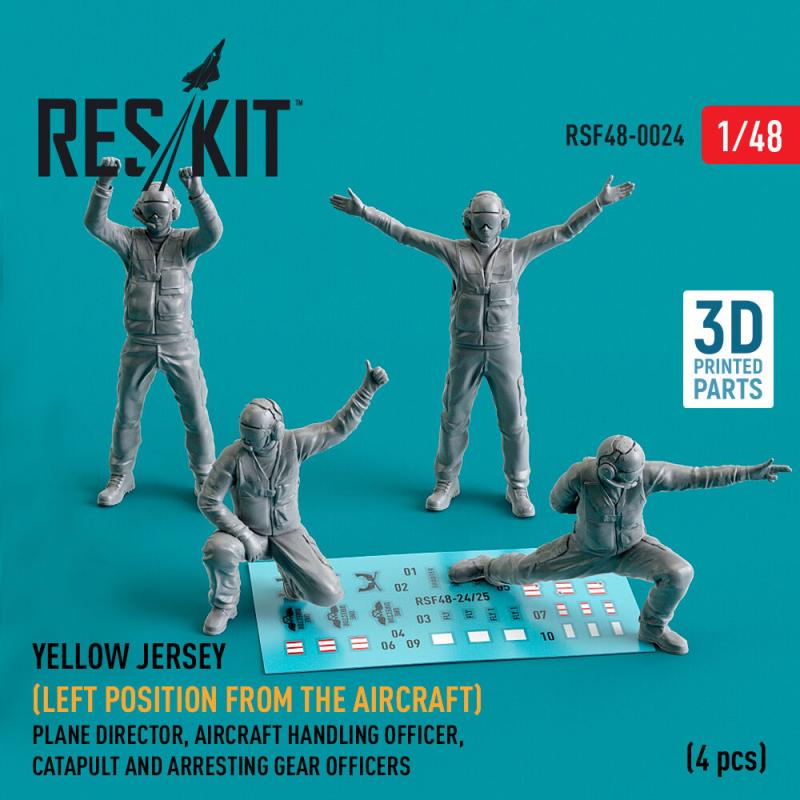 Yellow jersey (Modern) (Left position from the aircraft) Plane Director, Aircraft Handling Officer, Catapult and Arresting Gear Officers (4 pcs) (3D Printed)