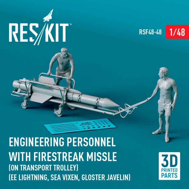 Engineering Personnel with Firestreak missile (on transport trolley) (EE Lightning, Sea Vixen, Gloster Javelin) (1 pcs) (3D Printed)