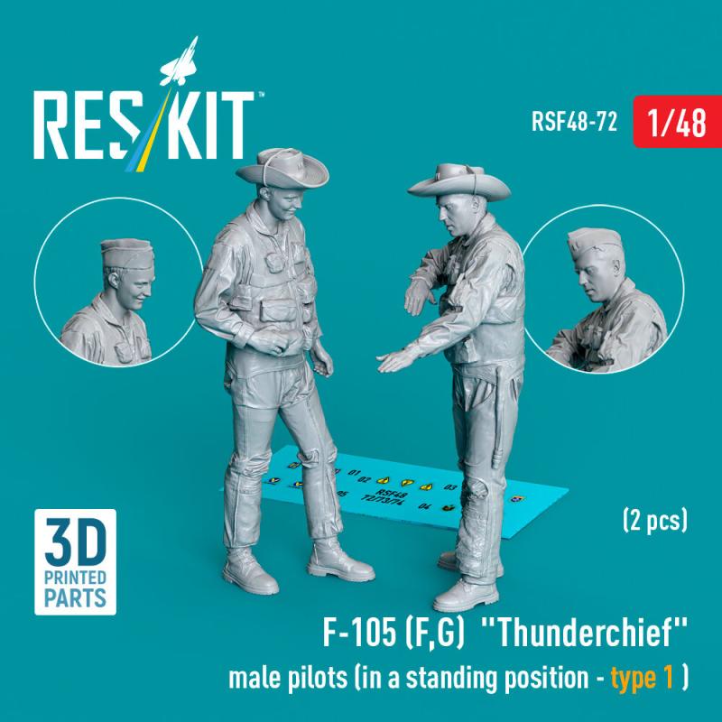 F-105 (F, G) Thunderchief – Male pilots (in a standing position – type 1) (2 pcs) (3D Printed)