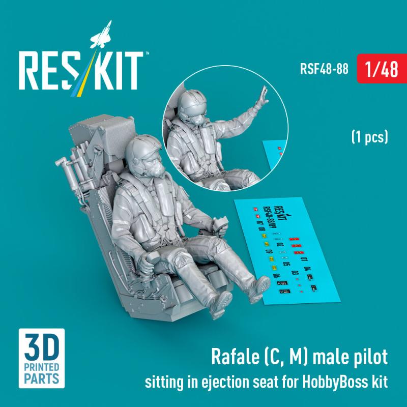 Rafale (C, M) – Male pilot sitting in ejection seat [HobbyBoss] (1 pcs) (3D Printed)
