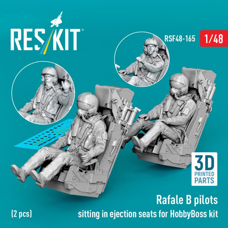 Rafale B pilots sitting in ejection seats [HobbyBoss] (2 pcs) (3D Printed)