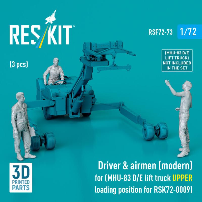 Driver & airmen (modern) (3 pcs) (MHU-83 D/E lift truck UPPER loading position for RSK72-0009) (3D Printed)