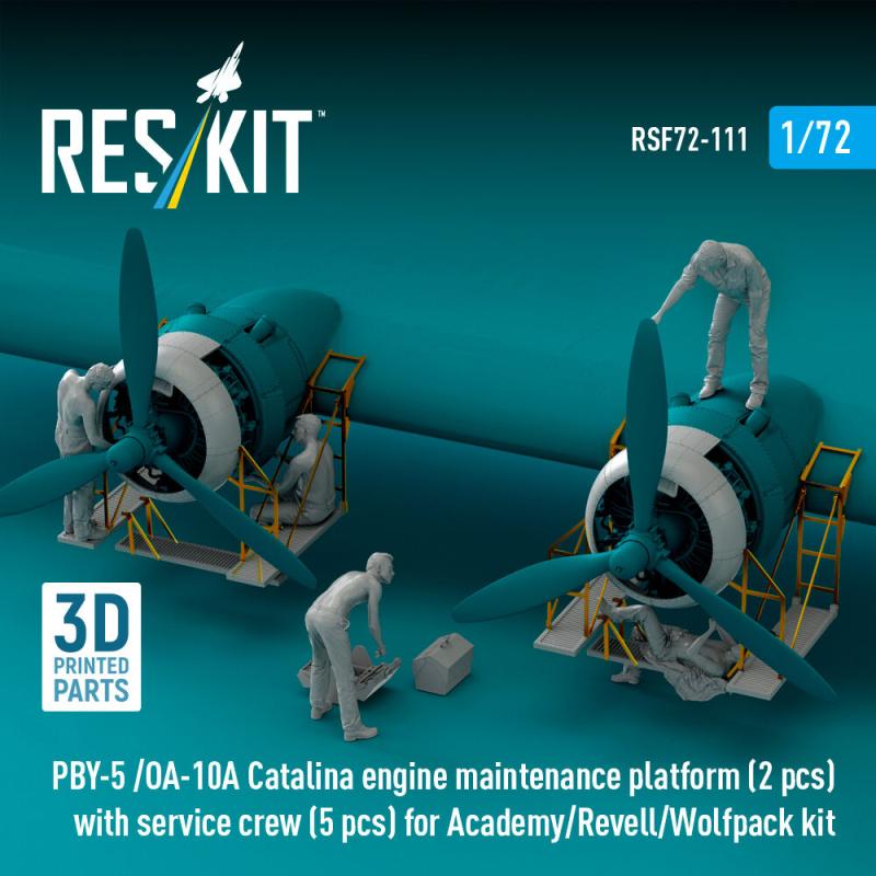 PBY-5 /OA-10A Catalina engine maintenance platform (2 pcs) with service crew (5 pcs) [Academy] (3D Printed)