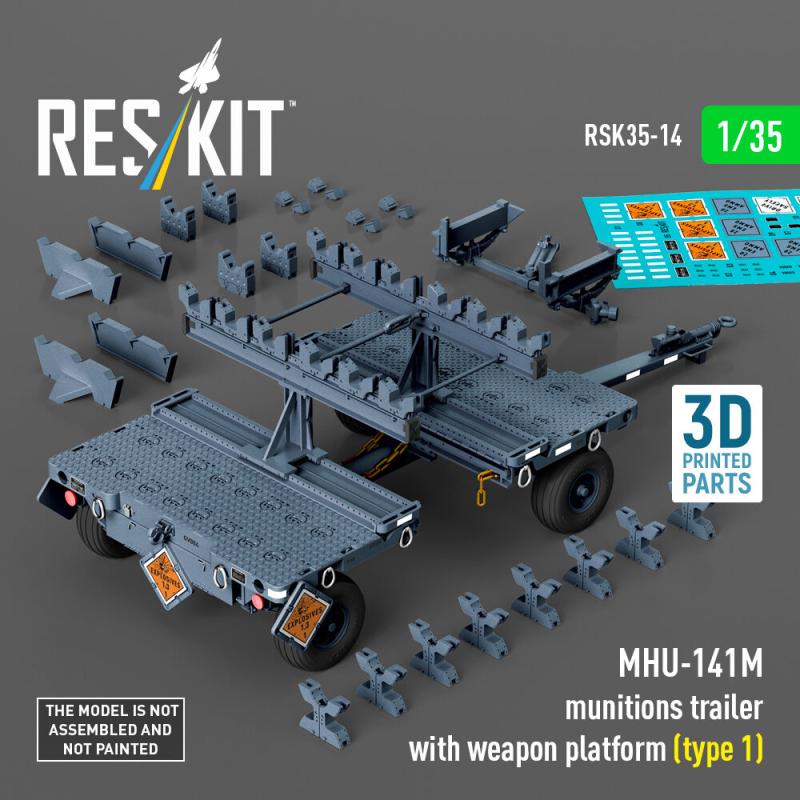 MHU-141M munitions trailer with weapon platform (type 1) (3D Printed model kit)