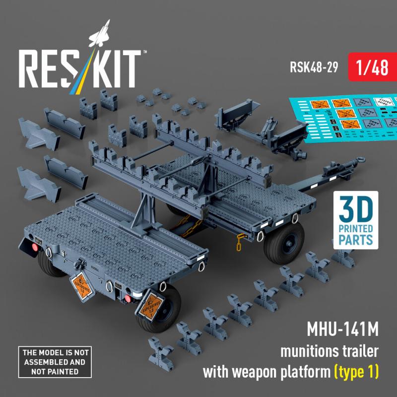 MHU-141M munitions trailer with weapon platform (type 1) (3D Printed model kit)