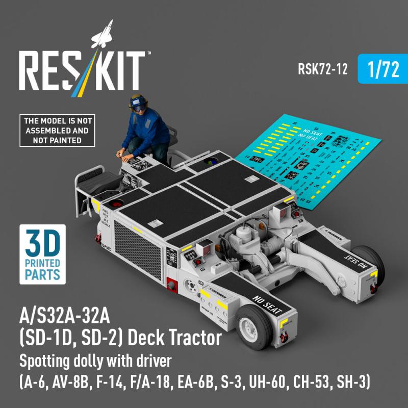 A/S32A-32A (SD-1D, SD-2) Deck Tractor Spotting dolly with driver (A-6, AV-8B, F-14, F/A-18, EA-6B, S-3, UH-60, CH-53, SH-3) (3D Printed model kit)