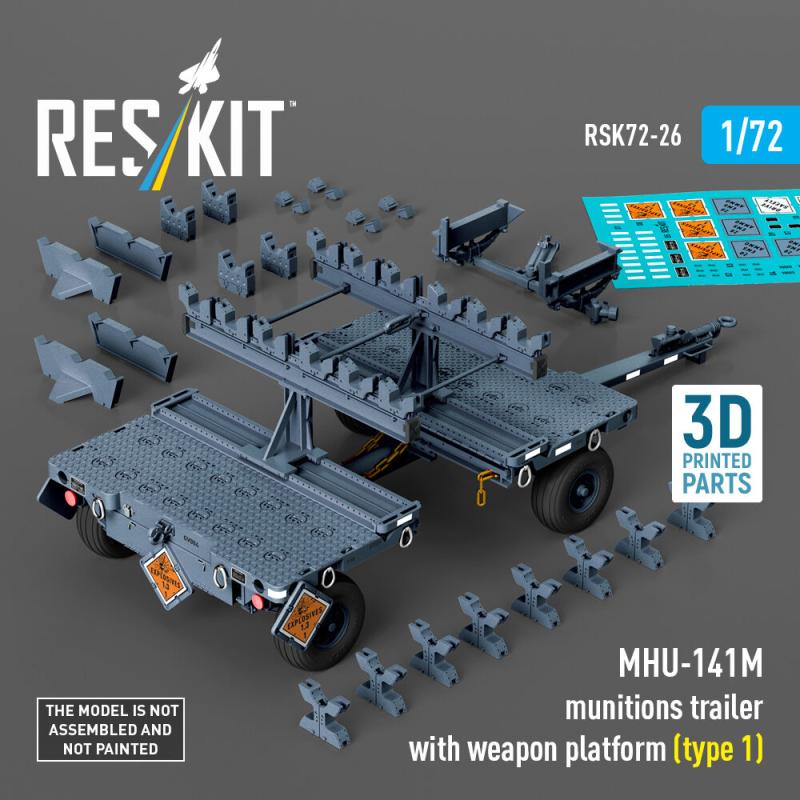 MHU-141M munitions trailer with weapon platform (type 1) (3D Printed model kit)