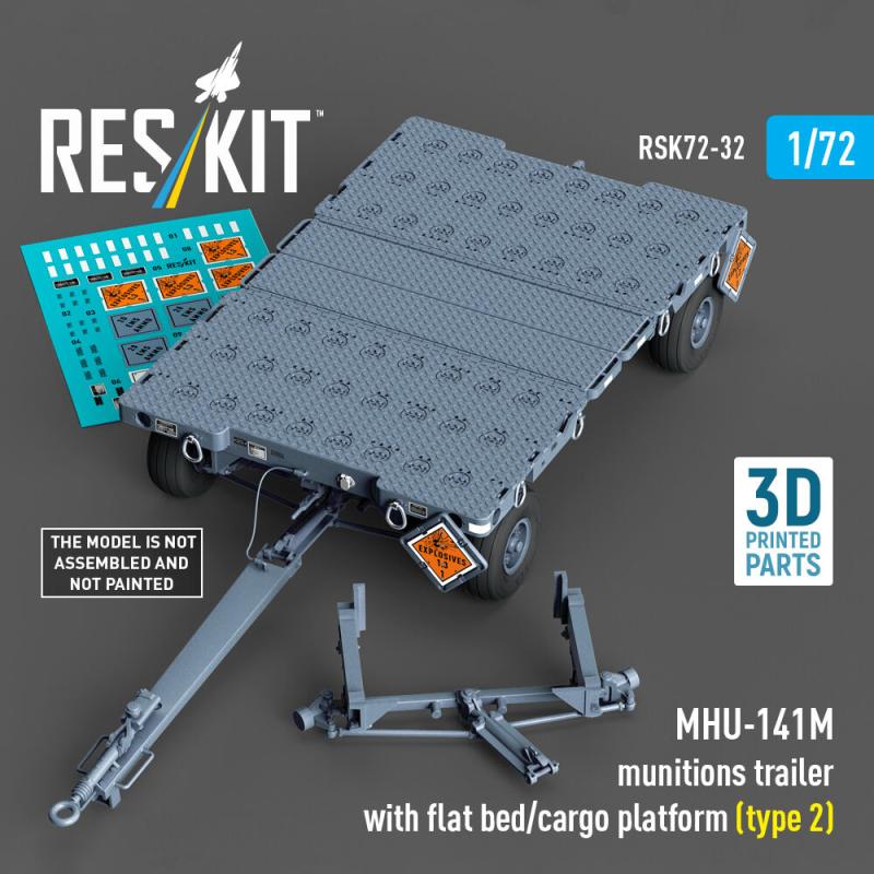 MHU-141M munitions trailer with flat bed/cargo platform (type 2) (3D Printed model kit)