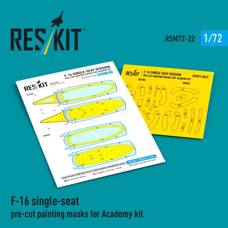 F-16 single-seat - Pre-cut painting masks [Academy]