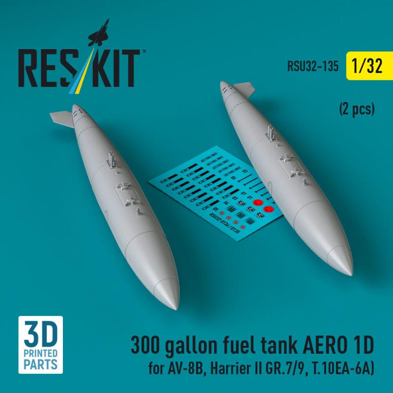300 gallon fuel tank AERO 1D for AV-8B, Harrier II GR.7/9, T.10 (2 pcs) (3D Printed)