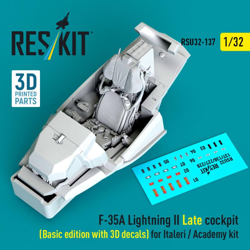 F-35A Lightning II Late cockpit (Basic edition with 3D decals) [Italeri] (3D Printed)