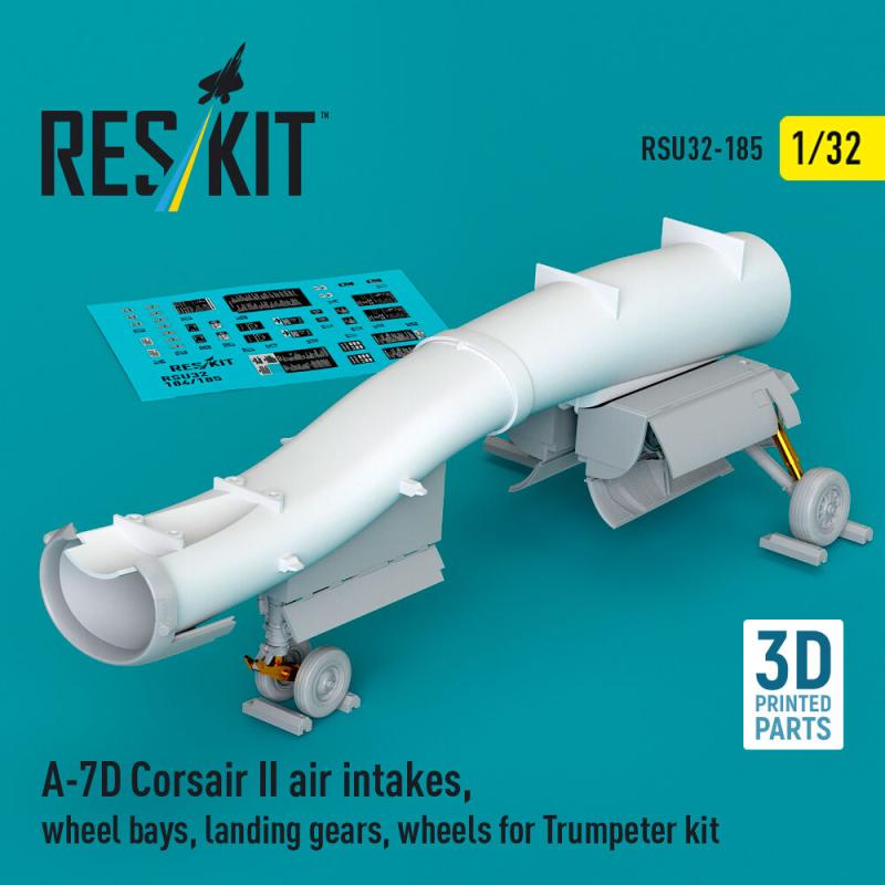 A-7D Corsair II air intakes, wheel bays, landing gears, wheels [Trumpeter] (3D Printed)