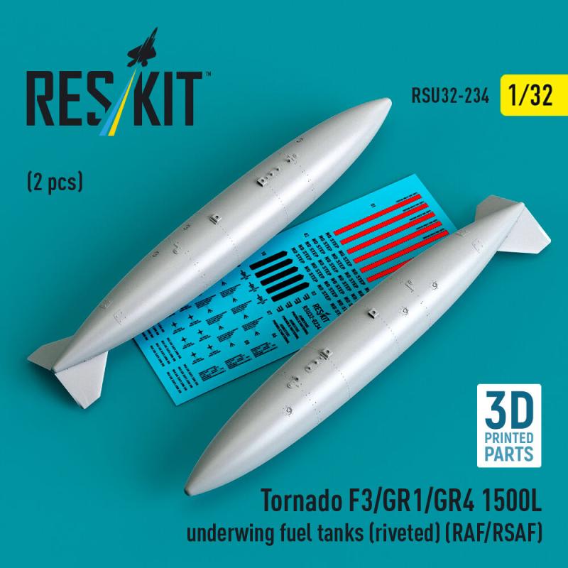 Tornado F3/GR1/GR4 1500L underwing fuel tanks (riveted) (RAF/RSAF) (2 pcs) (3D Printed)