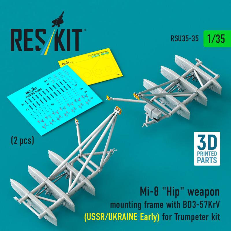 Mi-8 Hip weapon mounting frame with BD3-57KrV (USSR/UKRAINE Early) [Trumpeter] (2 pcs) (3D Printed)