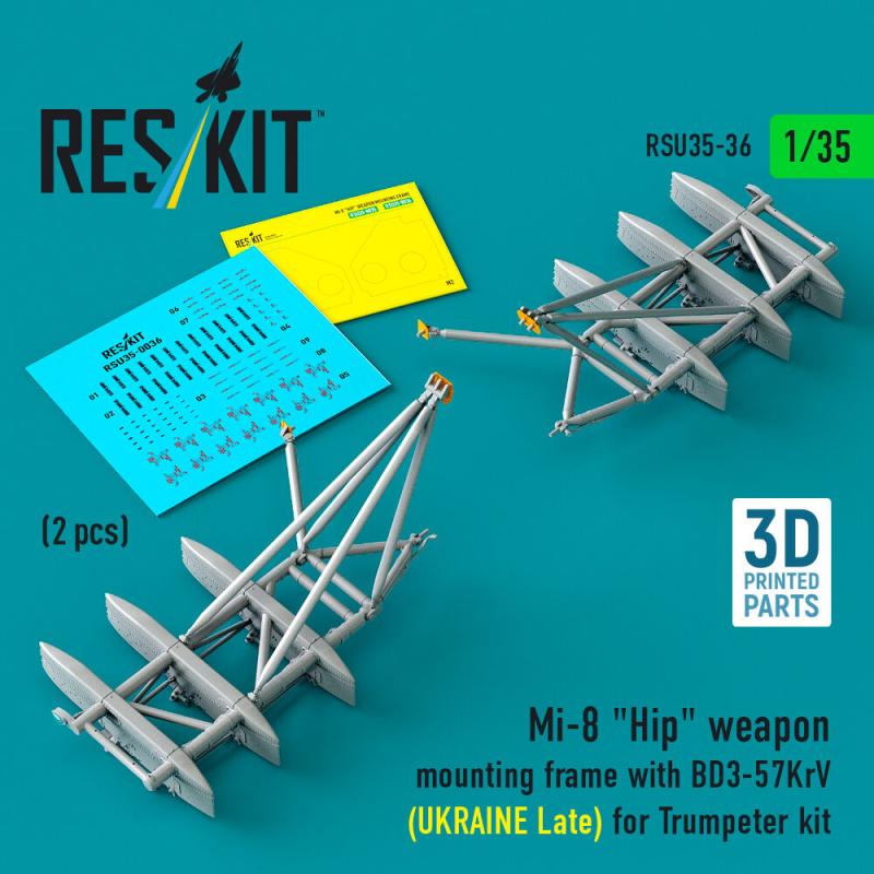 Mi-8 Hip weapon mounting frame with BD3-57KrV (UKRAINE Late) [Trumpeter] (2 pcs) (3D Printed)