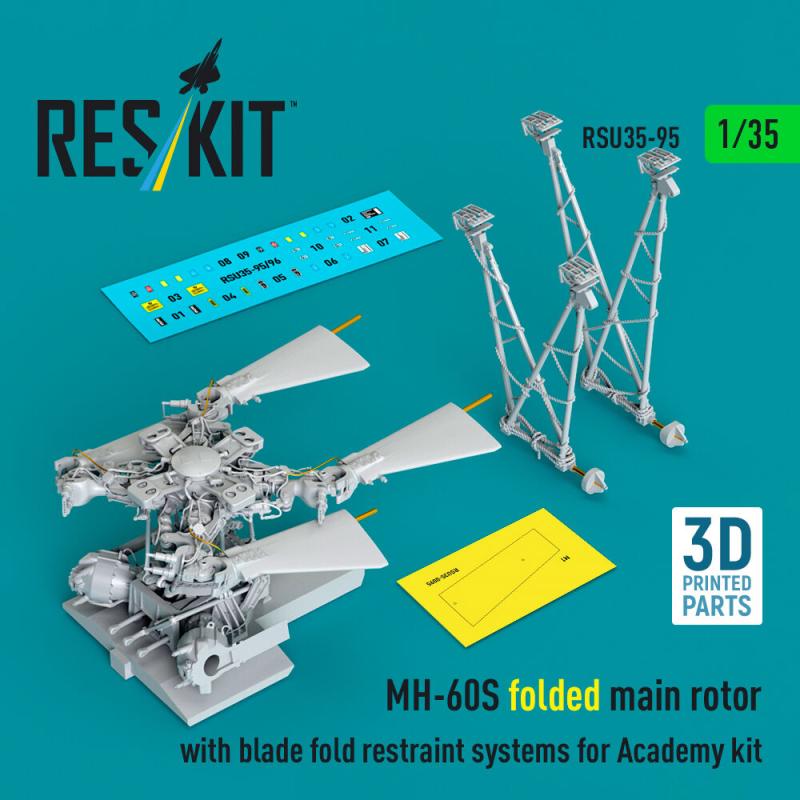 MH-60S - Folded main rotor with blade fold restraint systems (3D Printed) [Academy]
