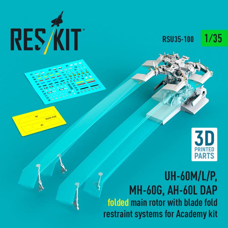UH-60M/L/P, MH-60G, AH-60L DAP - Folded main rotor with blade fold restraint systems (3D Printed) [Academy]