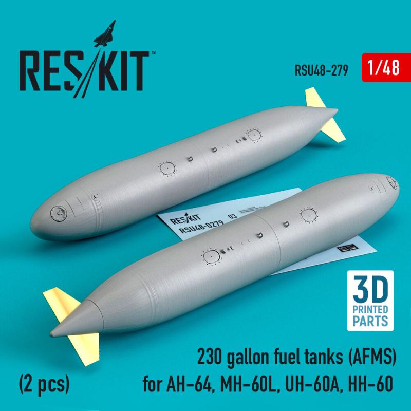 230 gallon fuel tanks (AFMS) for AH-64, MH-60L, UH-60A, HH-60 (2 pcs) (3D Printed)