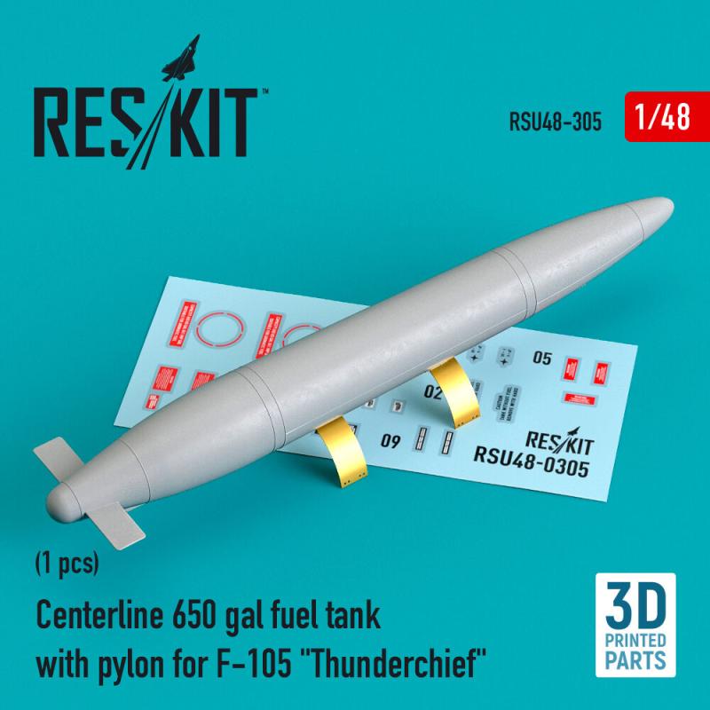 Centerline 650 gal fuel tank with pylons for F-105 Thunderchief (1 pcs) (3D Printed)