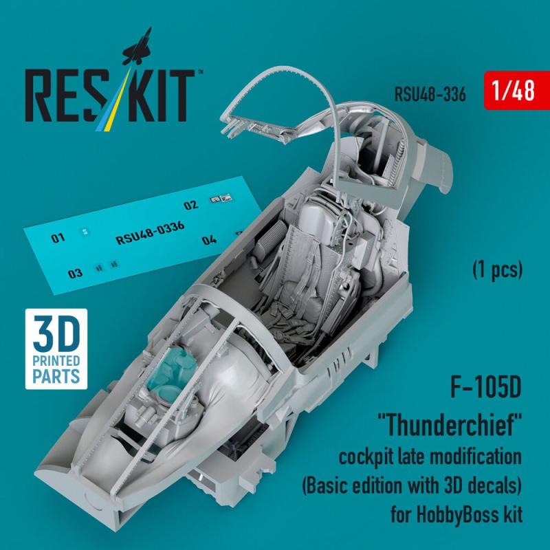 F-105D Thunderchief cockpit late modification (Basic edition with 3D decals) [HobbyBoss] (3D Printed)