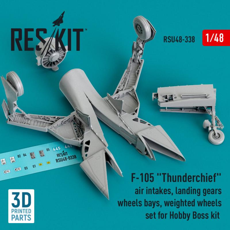 F-105 Thunderchief air intakes, landing gears with wheels bays and weighted wheels set [HobbyBoss] (3D Printed)
