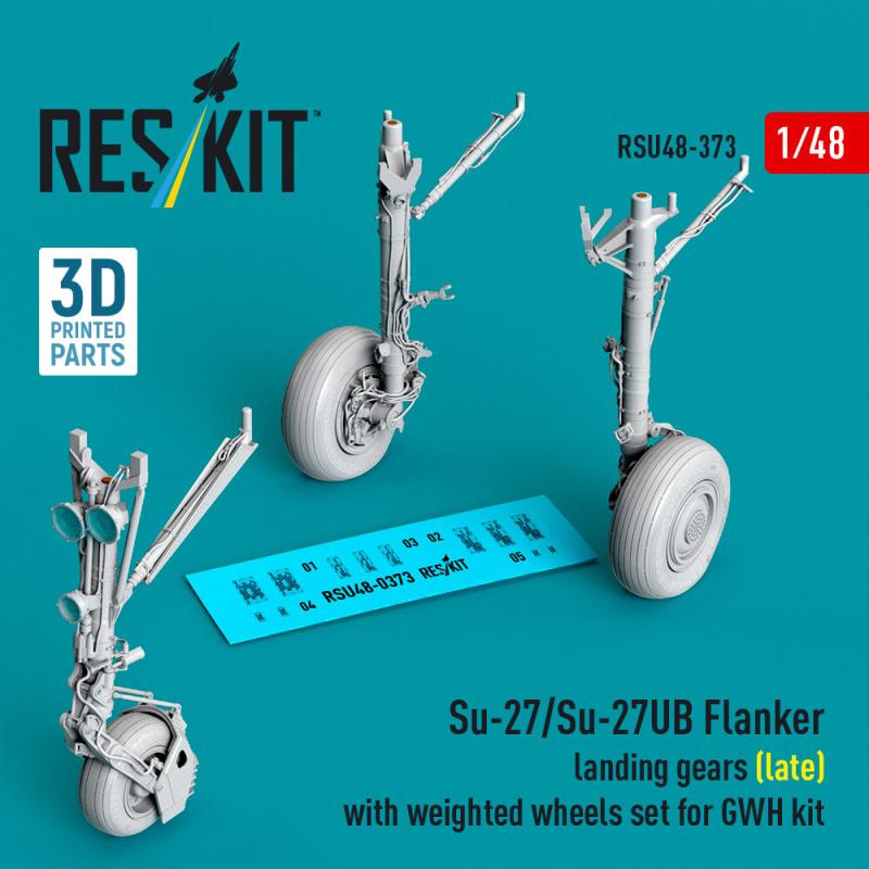 Su-27/Su-27UB Flanker landing gears (late) with weighted wheels set [GWH] (3D Printed)