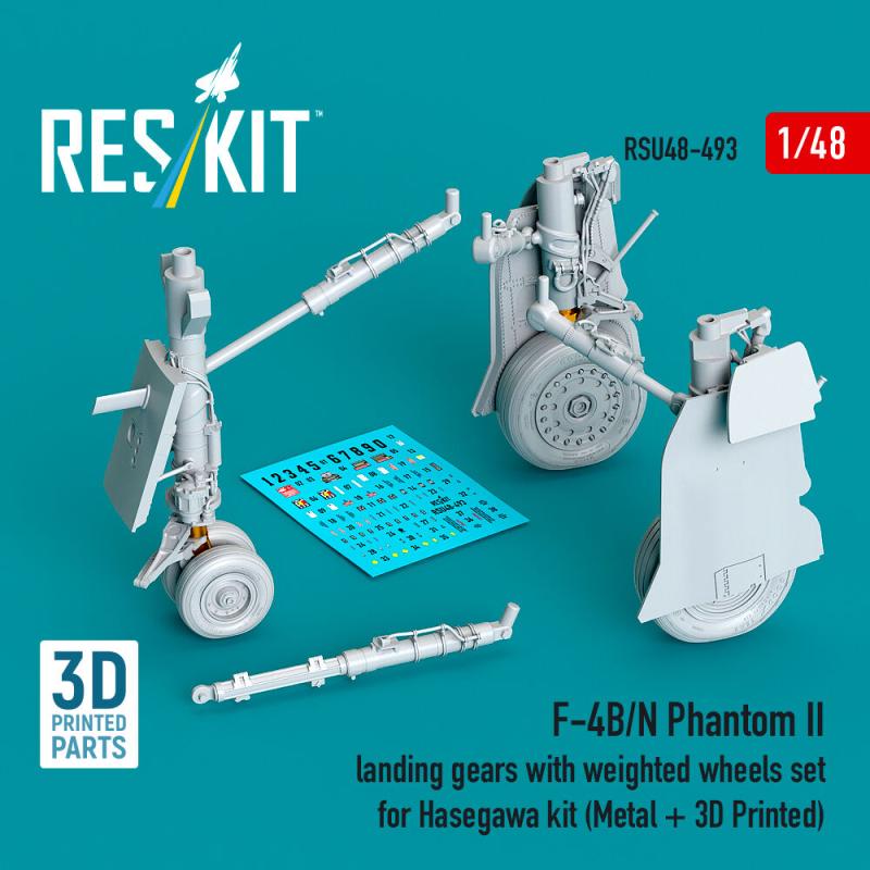F-4B/N Phantom II - Landing gear with weighted wheels set (Metal + 3D Printed) [Hasegawa]