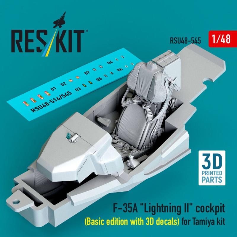 F-35A Lightning II cockpit (Basic edition with 3D decals) [Tamiya] (3D Printed)