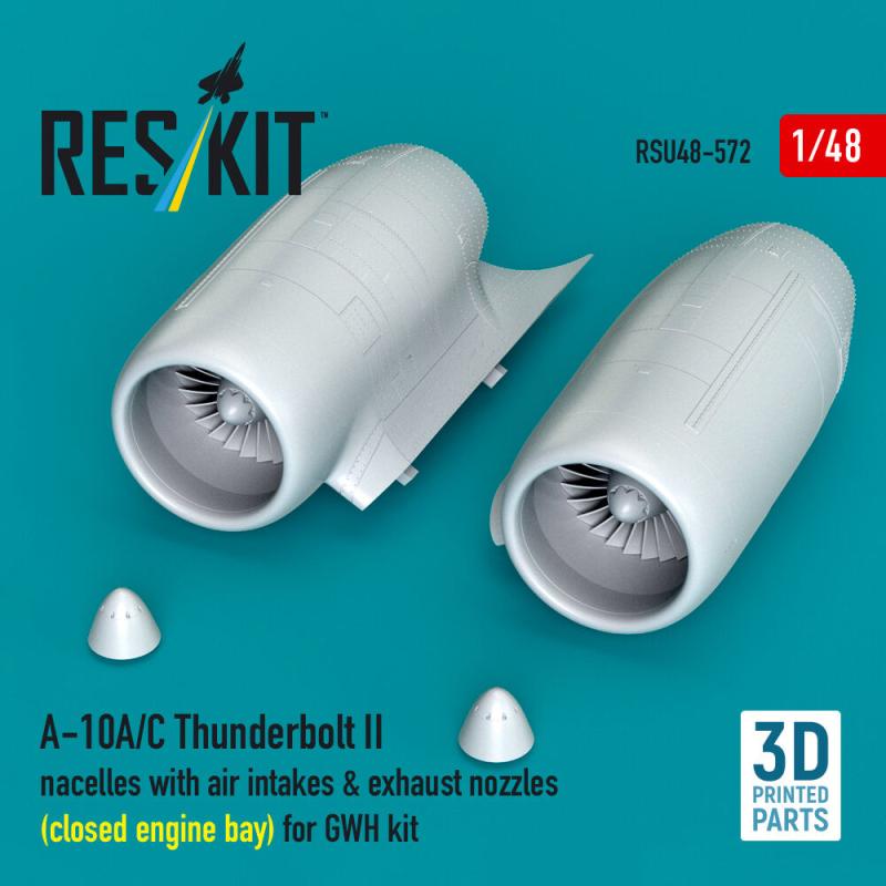 A-10A/C Thunderbolt II nacelles with air intakes & exhaust nozzles (close engine bay) [GWH] (3D Printed)