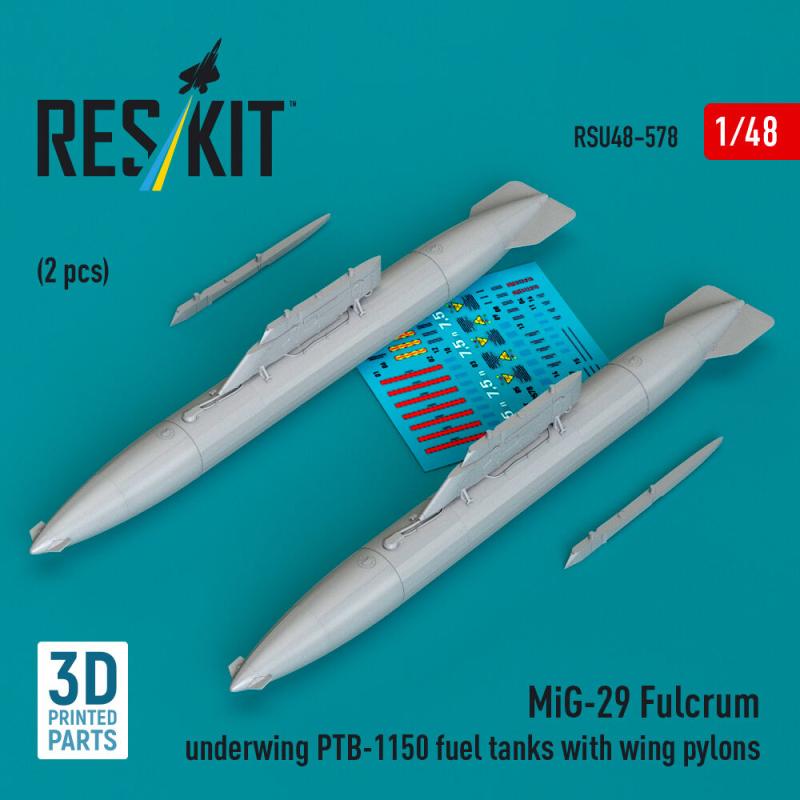 MiG-29 Fulcrum underwing PTB-1150 fuel tanks with wing pylons (2 pcs) (3D Printed)