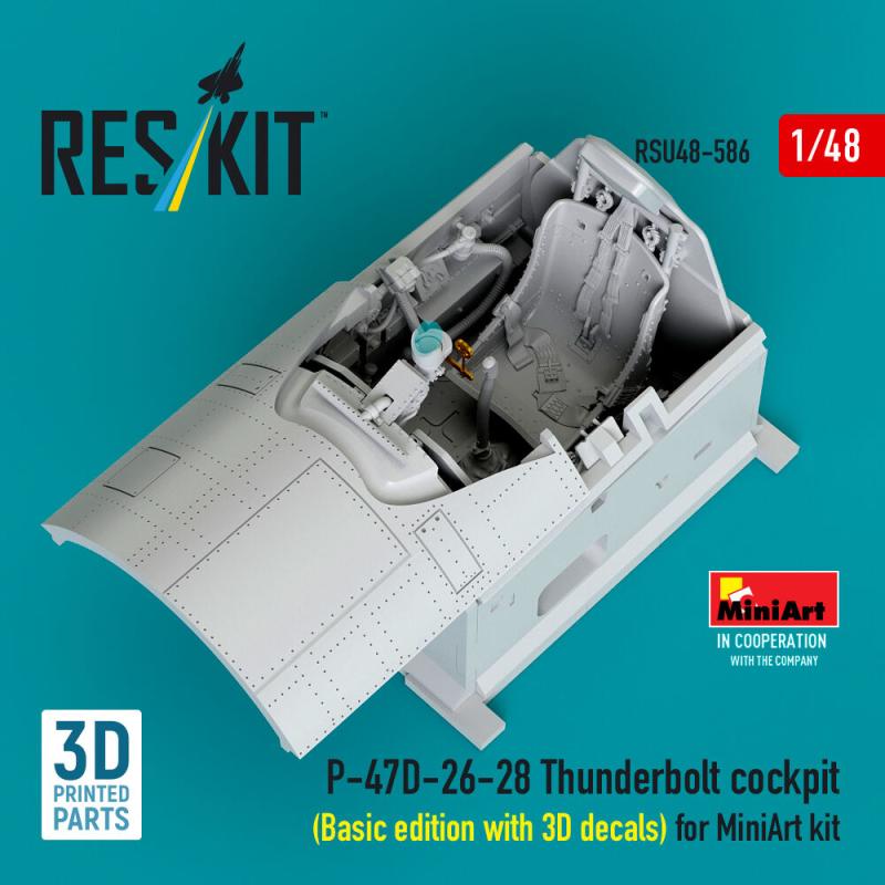P-47D-26-28 Thunderbolt cockpit (Basic edition with 3D decals) [Miniart] (3D Printed)