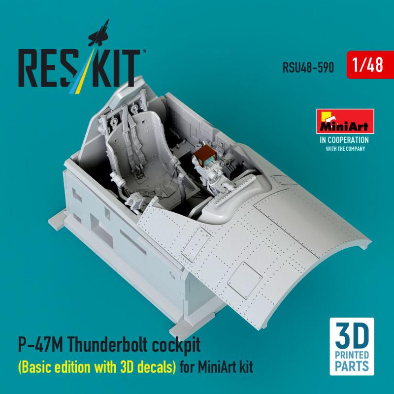 P-47M Thunderbolt cockpit (Basic edition with 3D decals) [Miniart] (3D Printed)
