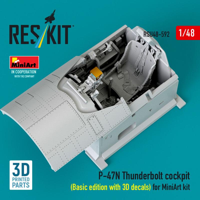 P-47N Thunderbolt cockpit (Basic edition with 3D decals) [Miniart] (3D Printed)