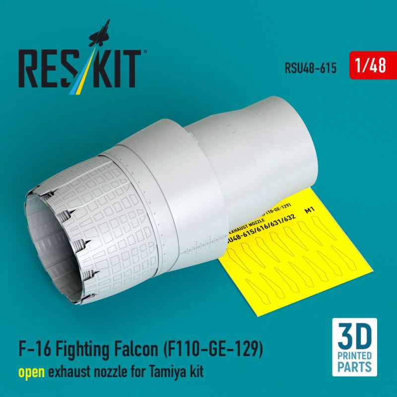 F-16 Fighting Falcon (F110-GE-129) - Open exhaust nozzle [Tamiya] (3D Printed)