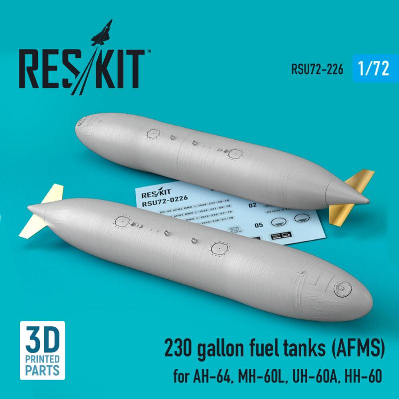 230 gallon fuel tanks (AFMS) for AH-64, MH-60L, UH-60A, HH-60 (2 pcs) (3D Printed)