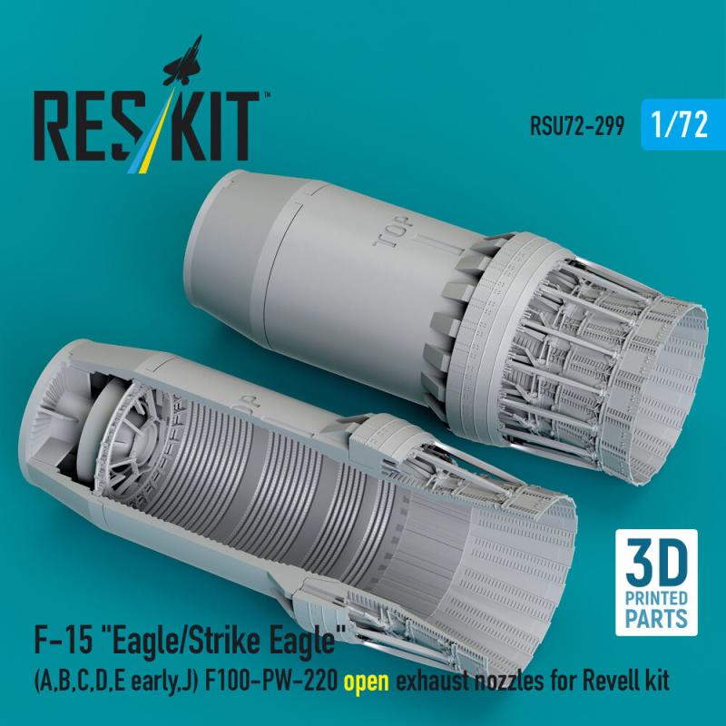 F?15 Eagle/Strike Eagle (A, B, C, D, E early, J) F100-PW-220 - Open exhaust nozzles [Revell] (3D Printed)