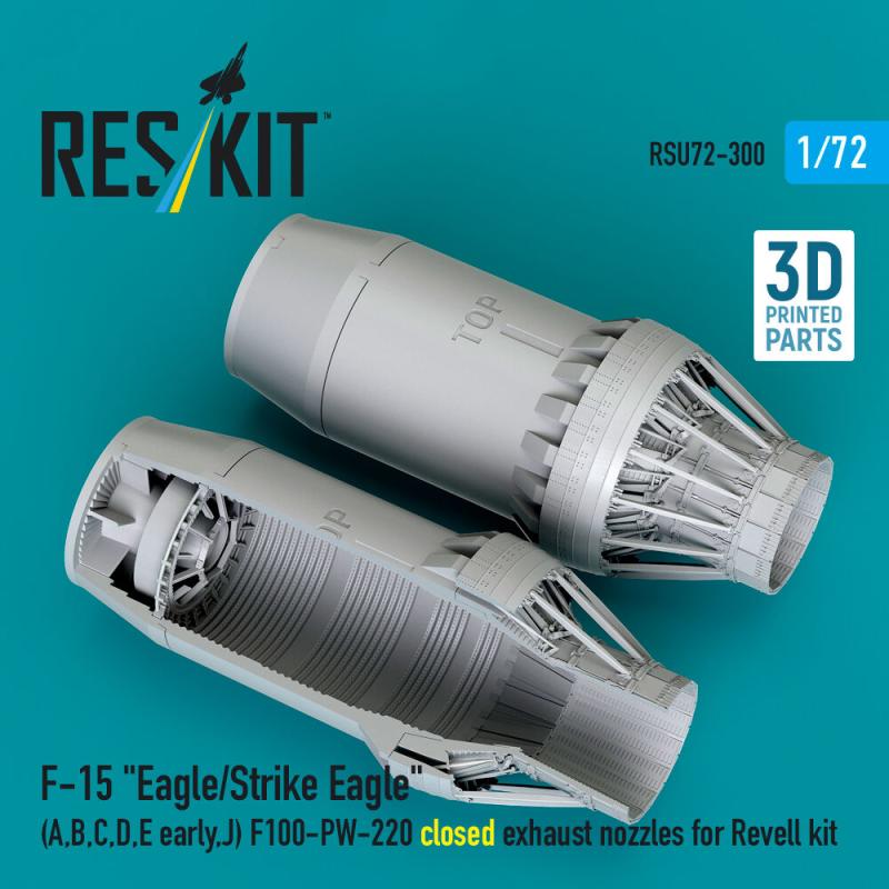 F?15 Eagle/Strike Eagle (A, B, C, D, E early, J) F100-PW-220 closed exhaust nozzles for Revell kit (3D Printed)