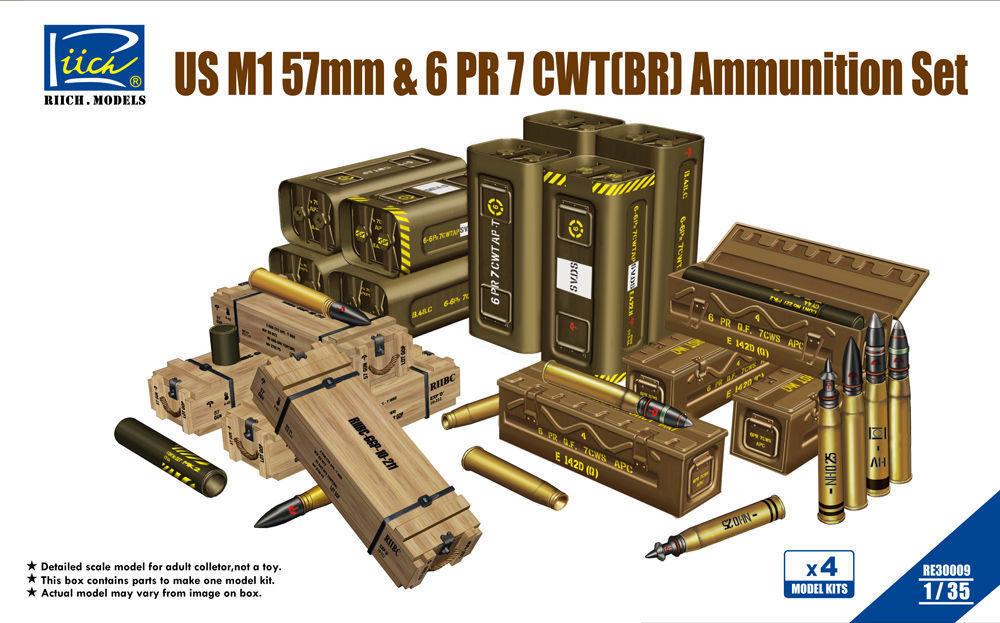 6953391900265 - Riich Models RE30009 - US M1 57mm&6PR 7cwt(BR)Ammunition Set(Mo (Model Kits x4) in 135 6953391900265 - Riich Models RE30009 - US M1 57mm&6PR 7cwt(BR)Ammunition Set(Mo (Model Kits x4) in 135