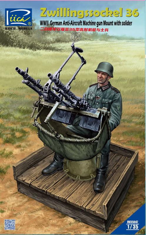 WWII günstig Kaufen-WWII German Zwillingssockel 36 Anti-Aircraft MG Mount w.Solider. WWII German Zwillingssockel 36 Anti-Aircraft MG Mount w.Solider <![CDATA[Riich Models / RV35047 / 1:35]]>. 